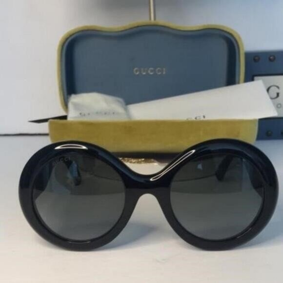 Authentic New Gucci Black GG0101S Round Gradient Sunglasses - Picture 4 of 15